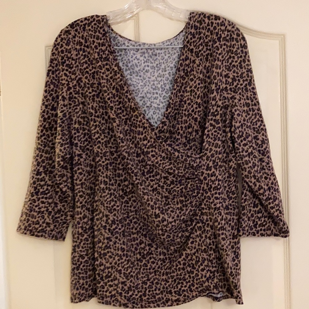 Talbots cheetah print wrap top. 3/4 length sleeve size. extra large